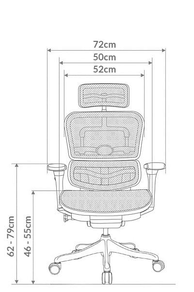 chair dimensions ergohuman EHPE EHPL front