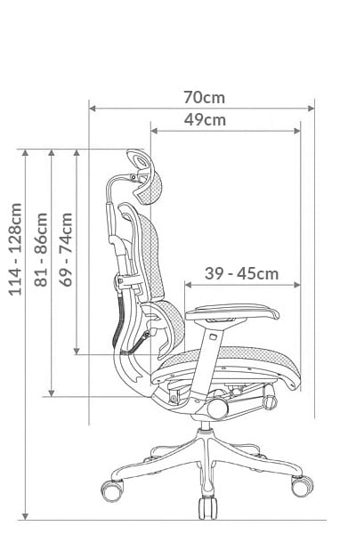 chair dimensions ergohuman EHPE EHPL side