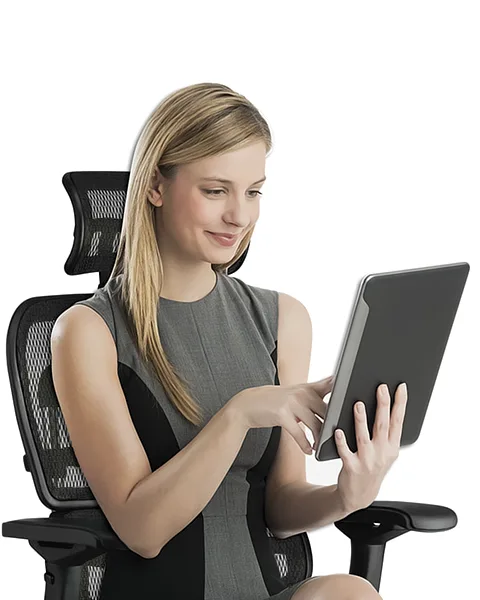 Ergohuman technician checking order details