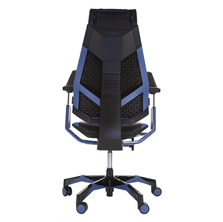 Genidia gaming chair black and blue rear view