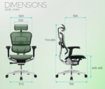 Dimension diagram of the new Ergohuman 2 ergonomic chair