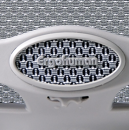 Ergohuman brand on an Ergohuman 2 Luxury Platinum ergonomic office chair