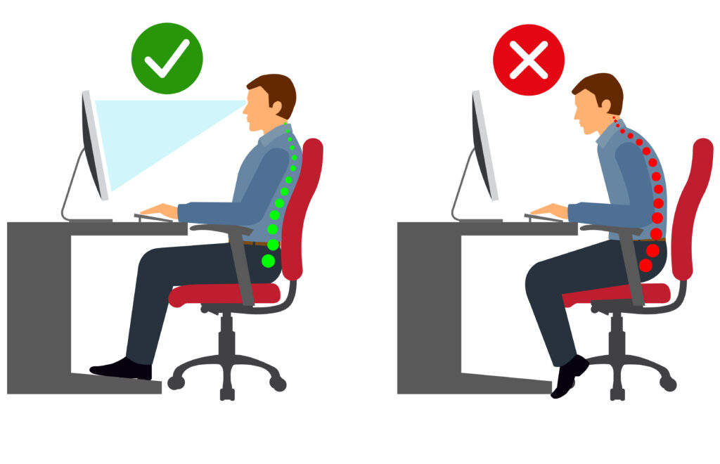 Correct versus incorrect seating posture