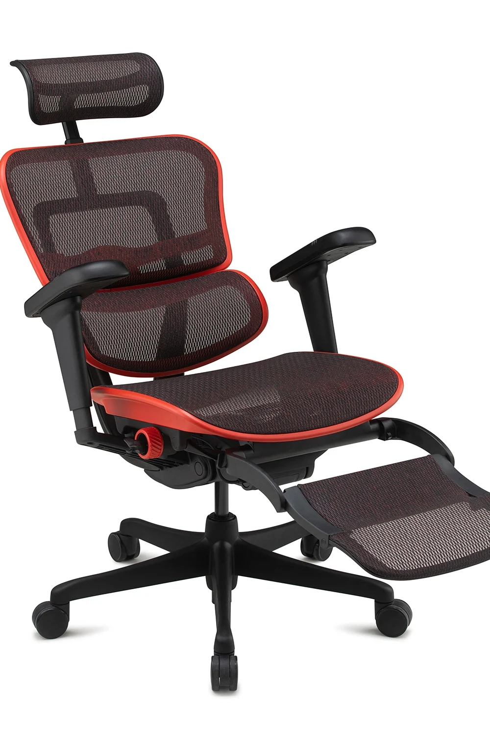 Ergohuman Ultra Gaming Chair Flame Red Legrest - Image 3