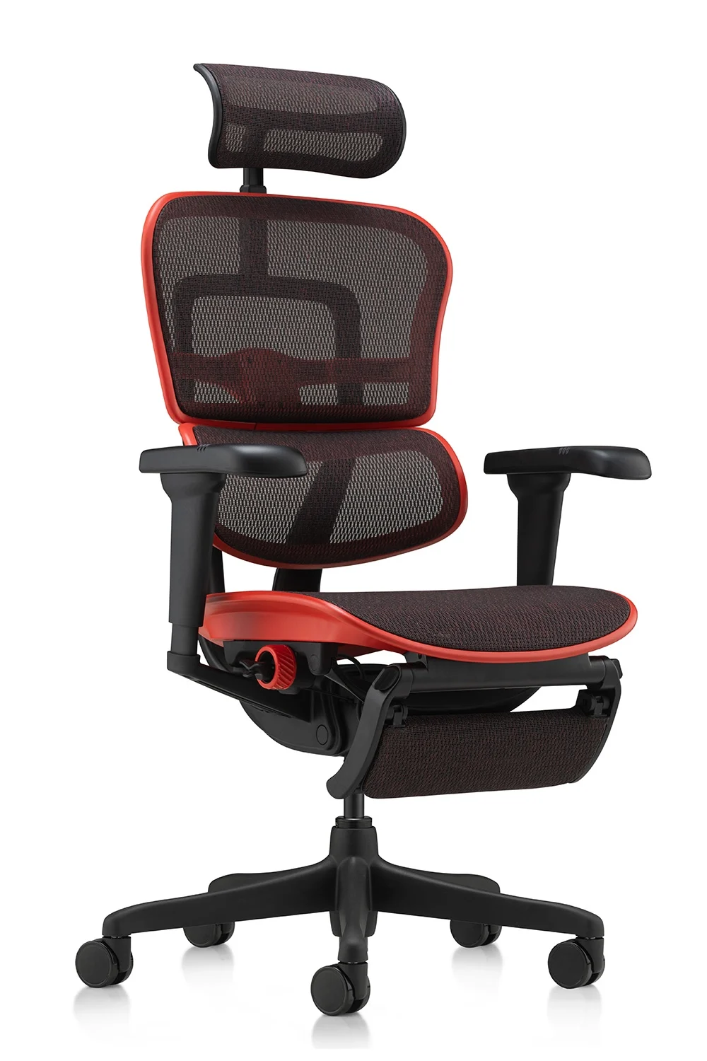 Ergohuman Ultra Gaming Chair Flame Red Legrest - Image 2
